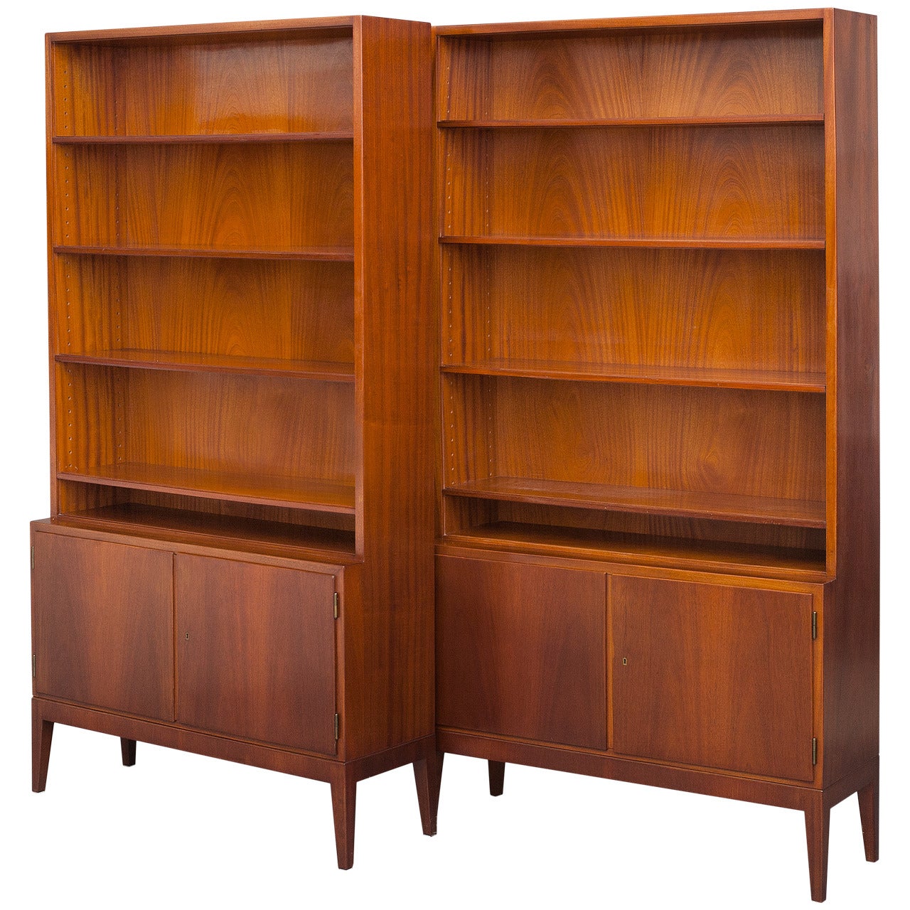 Pair of Bookcases with Cabinets by a Danish Cabinetmaker