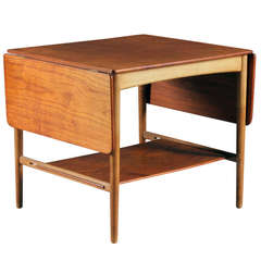 Vintage Drop-Leaf Coffee Table with Shelf by Hans J. Wegner for Andreas Tuck