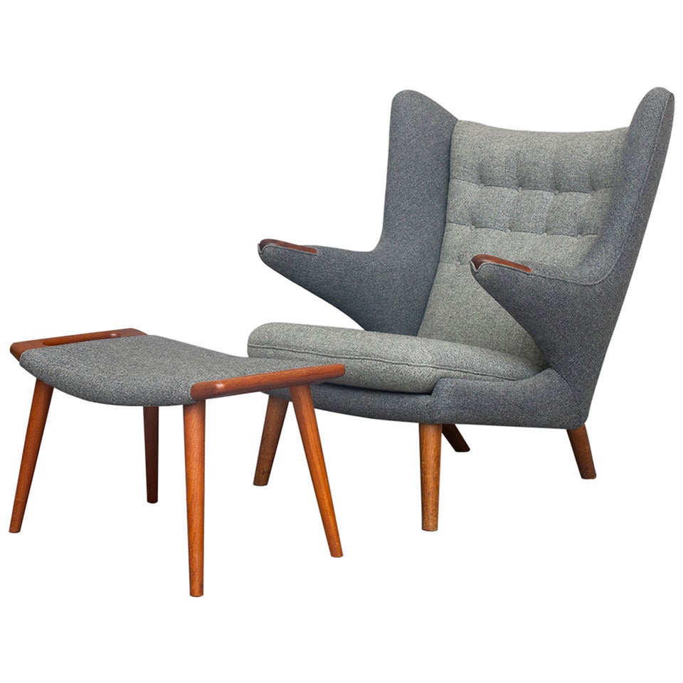 Papa Bear Chair with Ottoman by Hans J. Wegner for AP Stolen