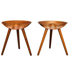 Pair of Stools by Mogens Lassen for Cabinetmaker K. Thomsen