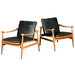 Pair of Lounge chairs, "The Spade chair" by Finn Juhl for France & Son.