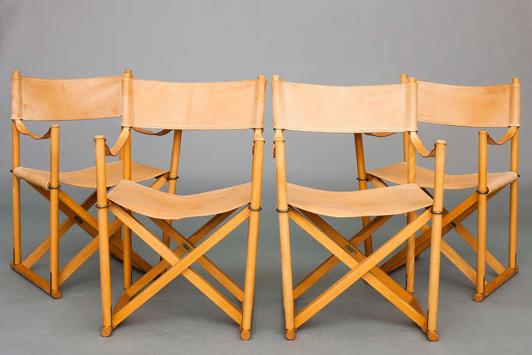 Set of Four Director Chairs by Mogens Koch for Rud Rasmussen
