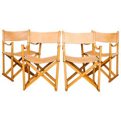 Set of Four Director Chairs by Mogens Koch for Rud Rasmussen