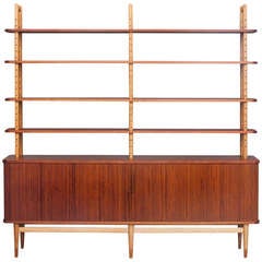 Bookcase with Tambour Cabinet Doors by Arne Vodder for Bovirke