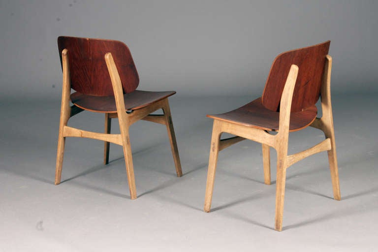 Danish Set of Six Shell Chairs by Borge Mogensen for Soeborg Furniture