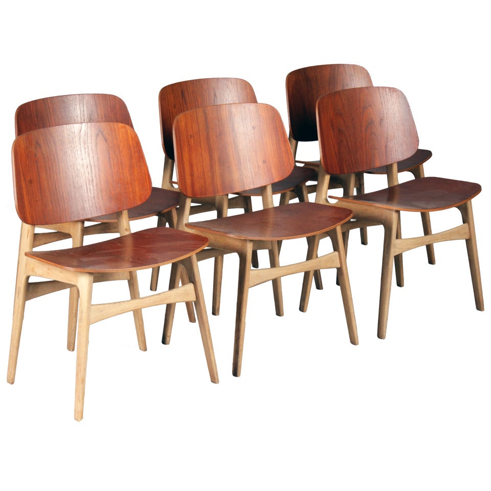 Set of Six Shell Chairs by Borge Mogensen for Soeborg Furniture
