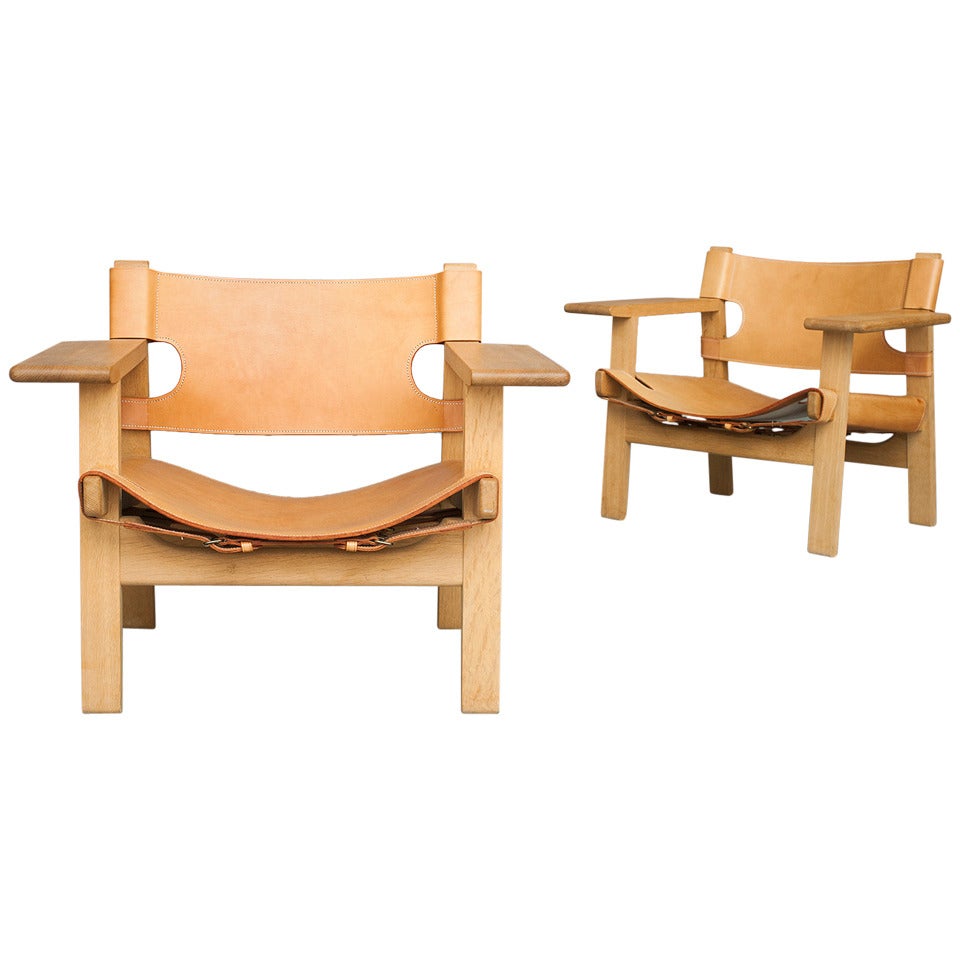 "The Spanish Chair, " Pair, by Børge Mogensen for Fredericia Furniture