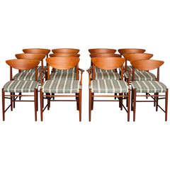 Set of Ten Chairs and Pair of Armchairs by Peter Hvidt & Orla Mølgaard