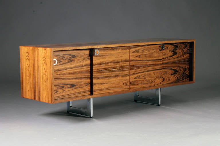 Sideboard by Bodil Kjær for E. Pedersen & Son.
Rosewood and steel.
Nice condition.
Very rare.