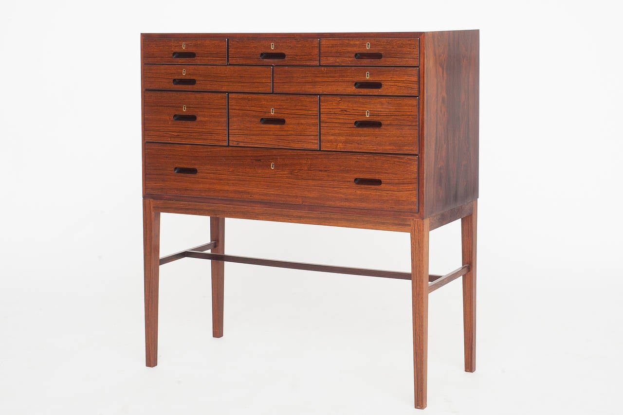 Mid-Century Modern High Chest of Drawers in Rosewood