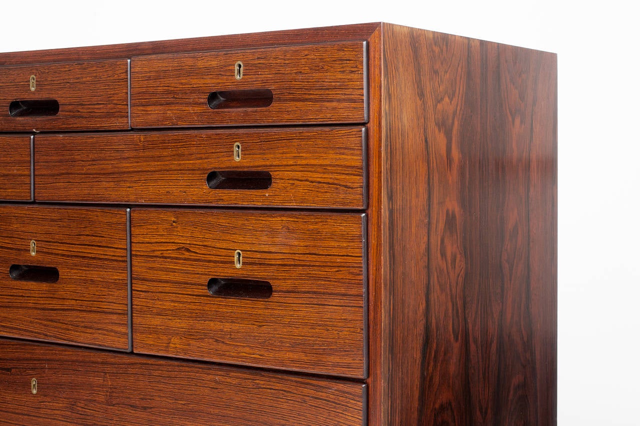 Danish High Chest of Drawers in Rosewood