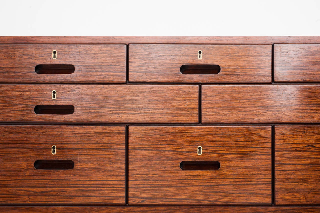 High Chest of Drawers in Rosewood In Excellent Condition In Copenhagen, DK
