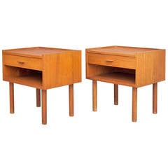 Vintage Pair of Bedside Tables by Hans J. Wegner for Ry Furniture