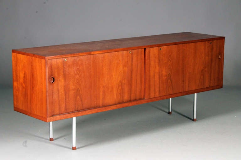 Sideboard by Hans J. Wegner for Ry Furniture.  Model: RY-26.  Teak & steel.  Nice vintage condition.