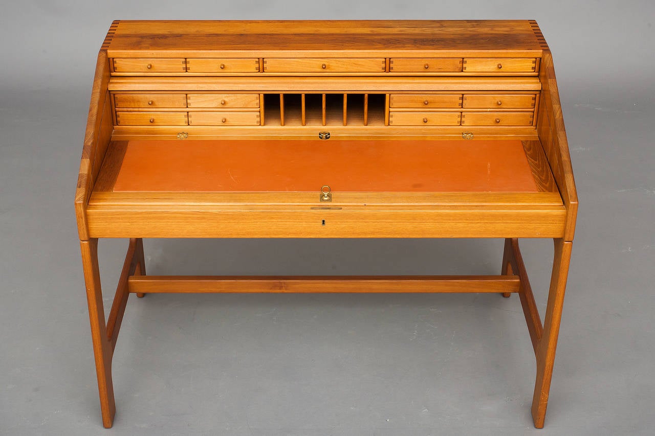 Mid-Century Modern Roll Top Bureau or Desk by John Mortensen for Brdr. Andersen, Cabinetmakers
