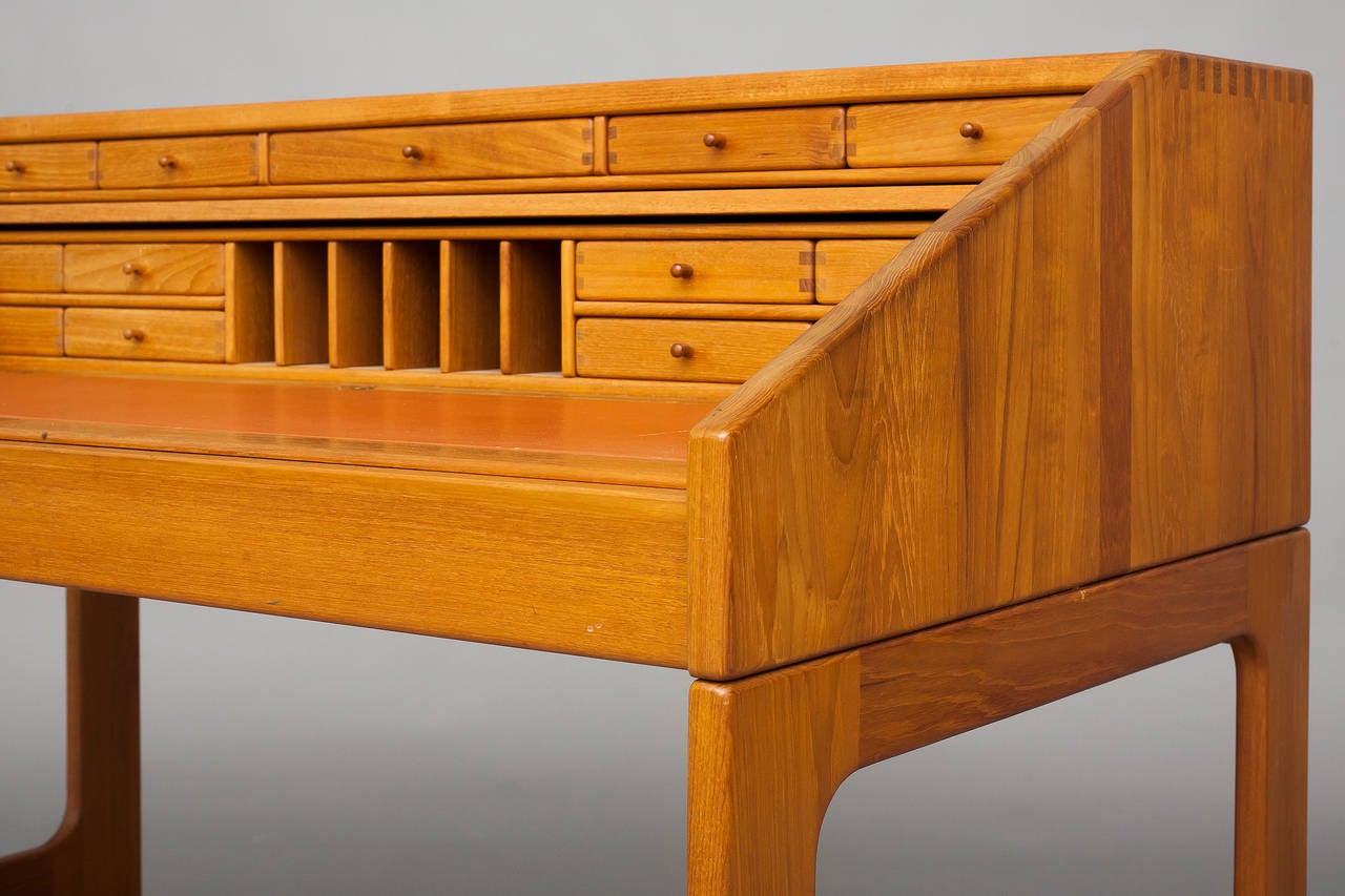 Mid-20th Century Roll Top Bureau or Desk by John Mortensen for Brdr. Andersen, Cabinetmakers