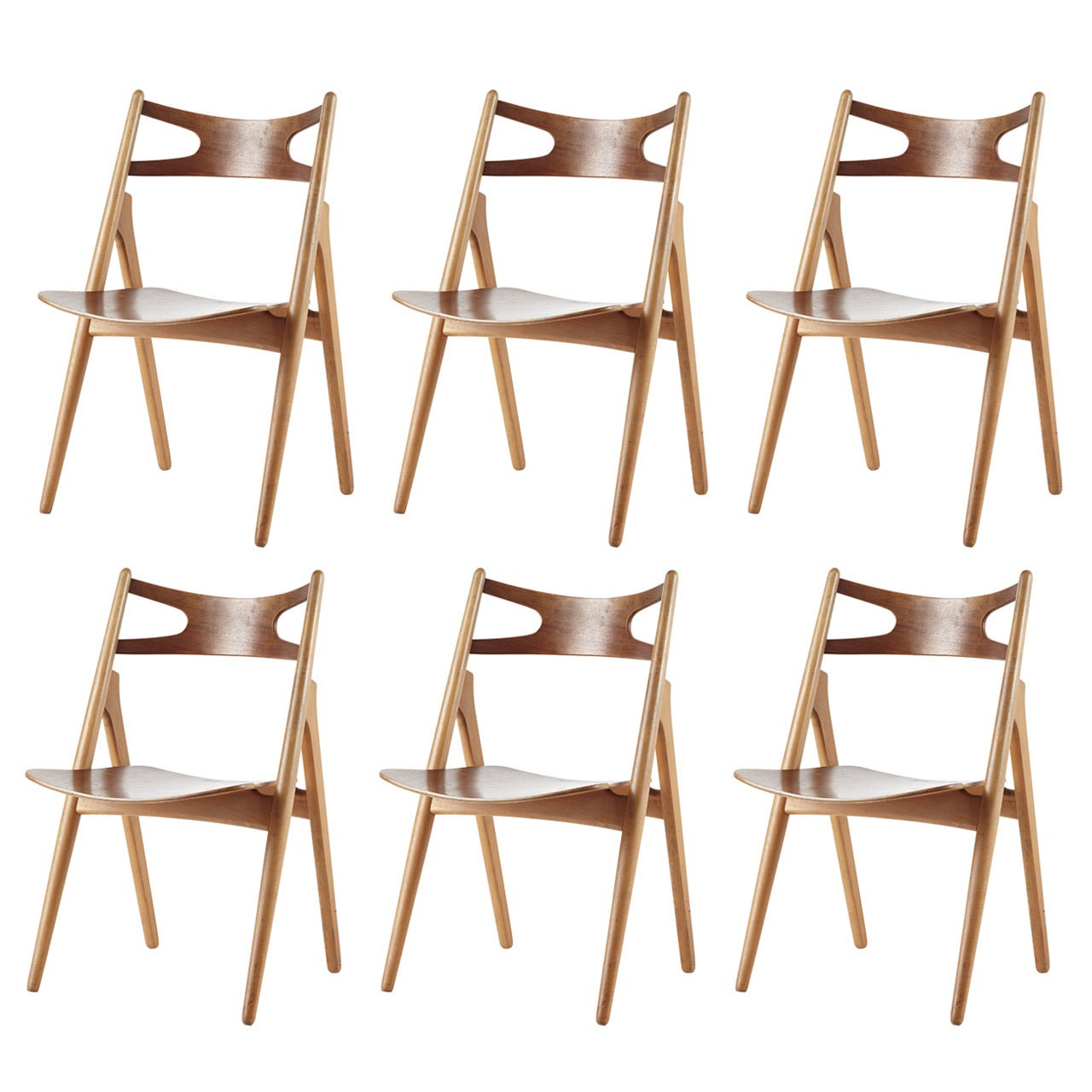 Hans Wegner, "Sawbuck, " Set of Six Chairs, Model CH-29