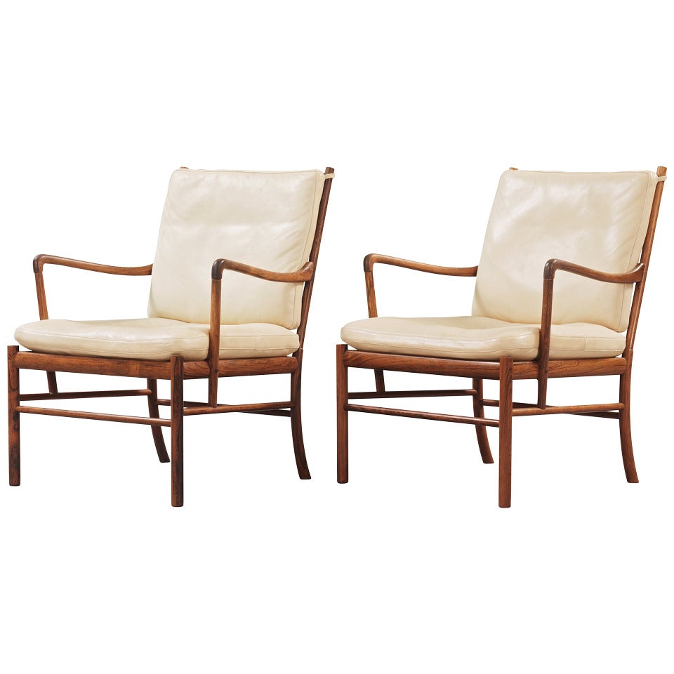 Pair of Solid Rosewood "Colonial Chairs" by Ole Wanscher