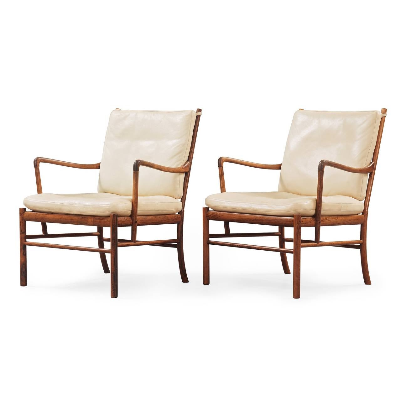 Pair of Solid Rosewood "Colonial Chairs" by Ole Wanscher at 1stDibs