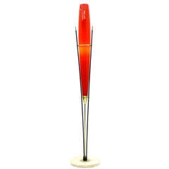 Murano Glass Floor Lamp with Carrara Marble and Brass, Italy, circa 1950