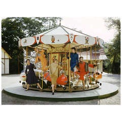 Mark Shaw Editioned Photograph-Models in Couture with Carousel, 1957