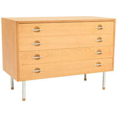 Danish Vintage Drawer In Oak And Steel By Hans J. Wegner.