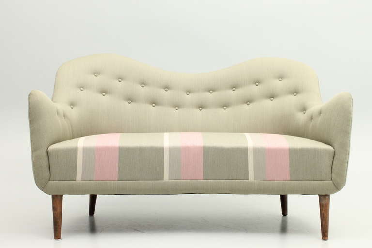 BO55 sofa for 2 persons, designed in 1946 by Finn Juhl and manufactured by Carl Brorup, Denmark.