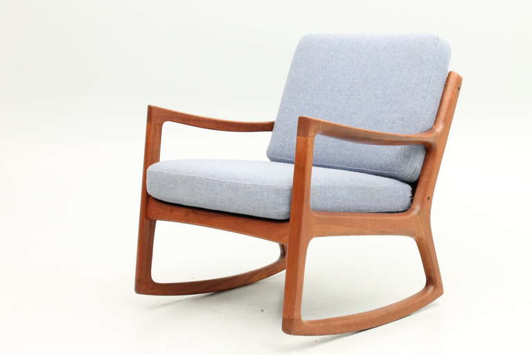 Rocker on teak, model 166 designed by Ole Wanscher and manufactured by France and Son, Denmark.