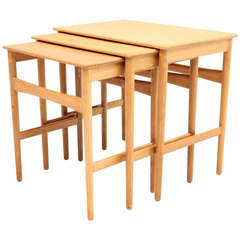 Original Nesting Tables in Oak by Hans J. Wegner, Denmark