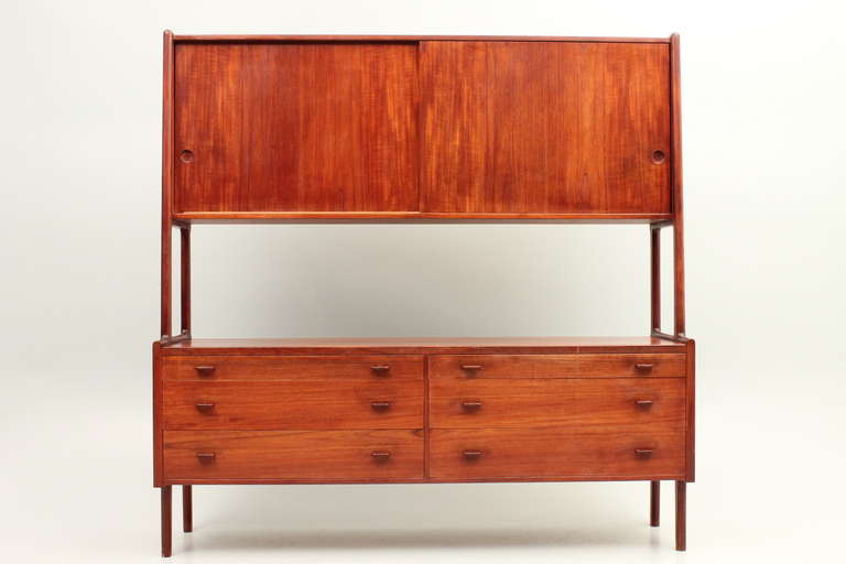 Double sideboard in teak, model RY20 designed in 1953 and produced the 4th of November 1955. Design by Hans Jørgen Wegner and manufactured by RY Møbler, Danmark.