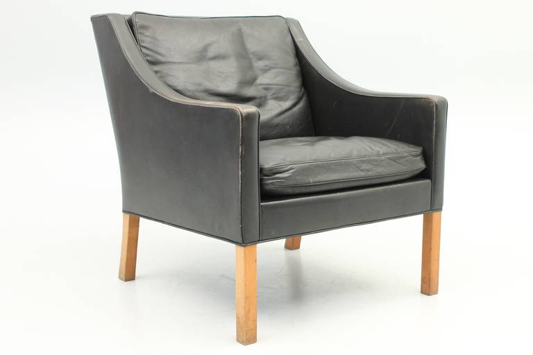 Original Leather Lounger Model 2207 by Børge Mogensen, Fredericia, Denmark