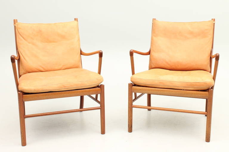 Pair of Lounge Chairs in Mahogany by Ole Wanscher, Denmark