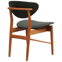 20th Century Scandinavian Design Side Chair in Teak and Leather by Finn Juhl.