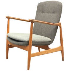 Danish Modern Vintage Design Easy Chair in Beech and Rosewood