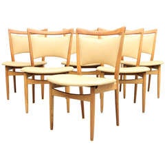 Scandinavian Set Of Side Chairs In Leather Designed By Finn Juhl