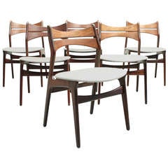 Set of six rosewood dining chairs by Erik Buch, Denmark.