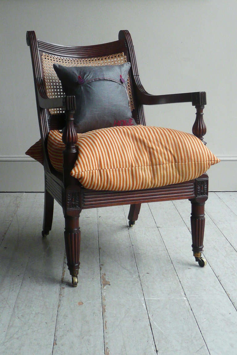 19th Century Anglo-Indian Padouk and Cane Bergere 4