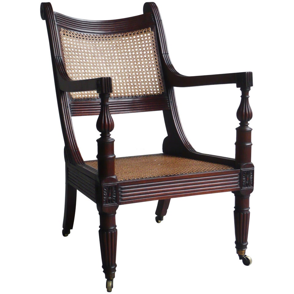 19th Century Anglo-Indian Padouk and Cane Bergere