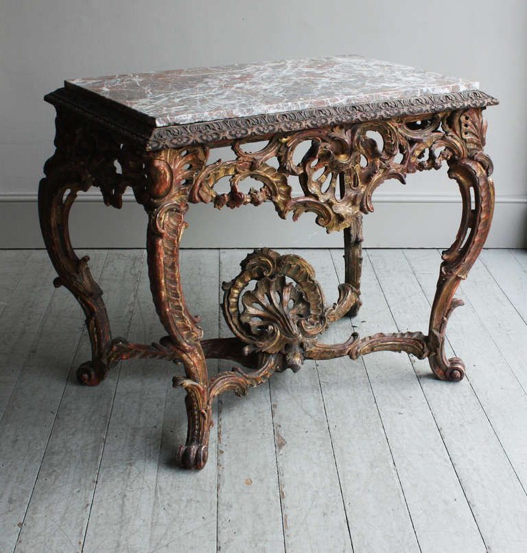 Louis XV Rococo Carved Giltwood Console