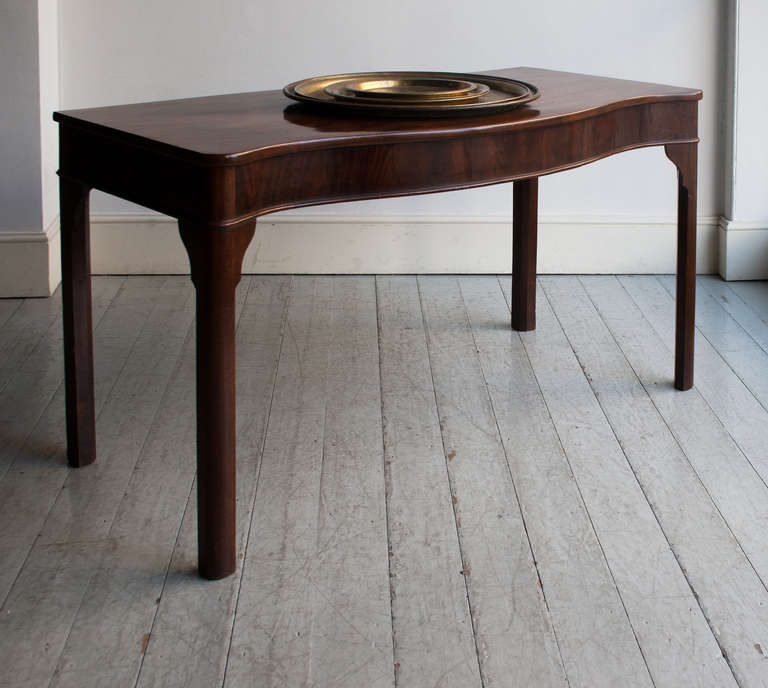 English Serpentine 18th Century Mahogany Console Table For Sale