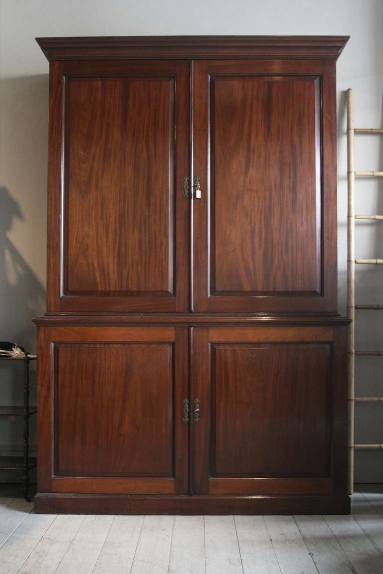 18th C. English Mahogany Linen Press