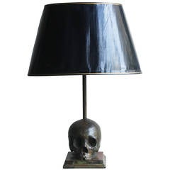 Cast Bronze Skull Lamp