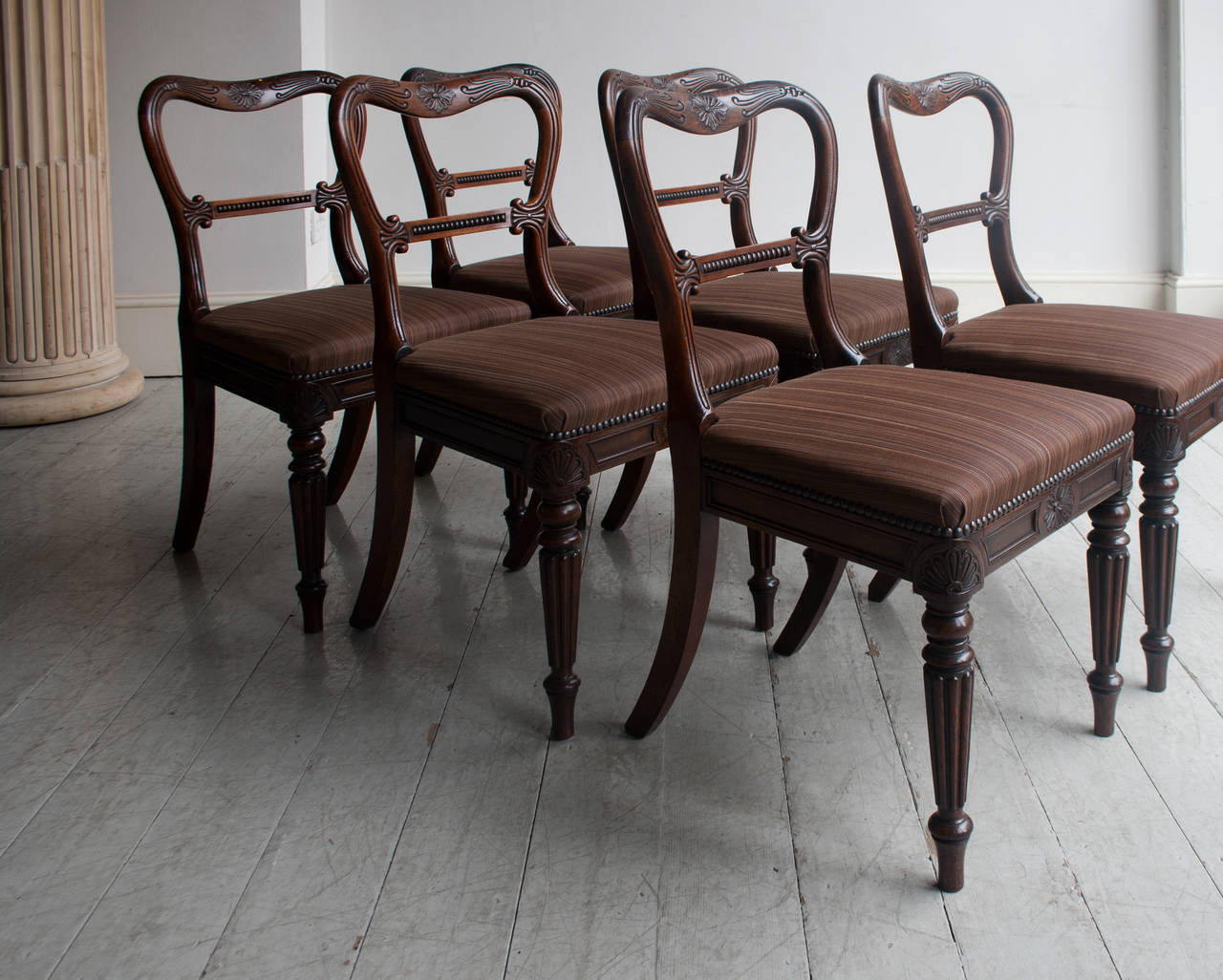 British Set of Six Regency Dining Chairs For Sale