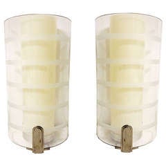 A Pair Of Glass Art Deco Wall Lights