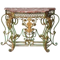 A Mid 20th Century Wrought-iron Console Table