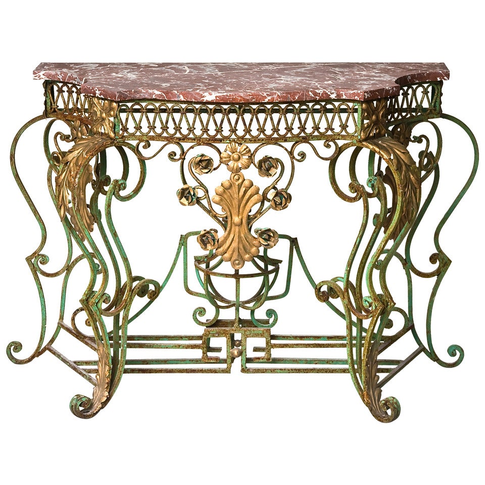 A Mid 20th Century Wrought-iron Console Table For Sale