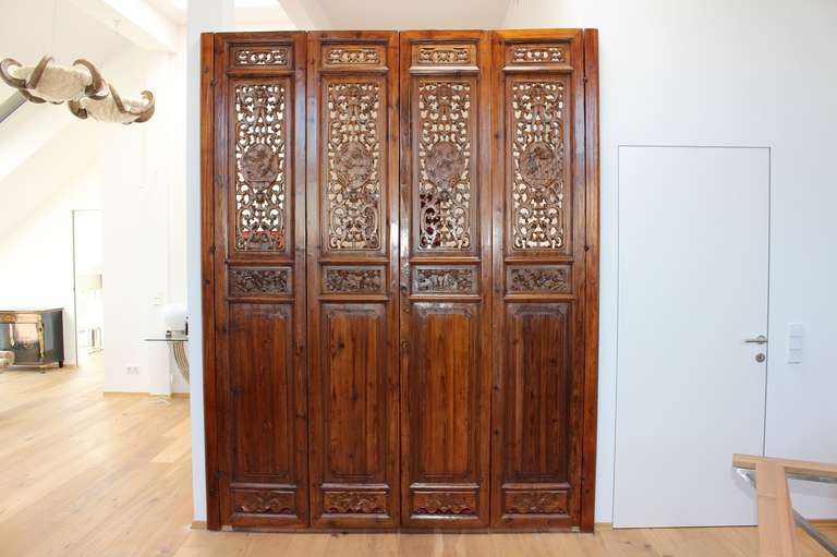 Chinese Imperial Antique Cedar Wood Room Divider-Paravent 19 Th Century In Excellent Condition For Sale In Baden, AT