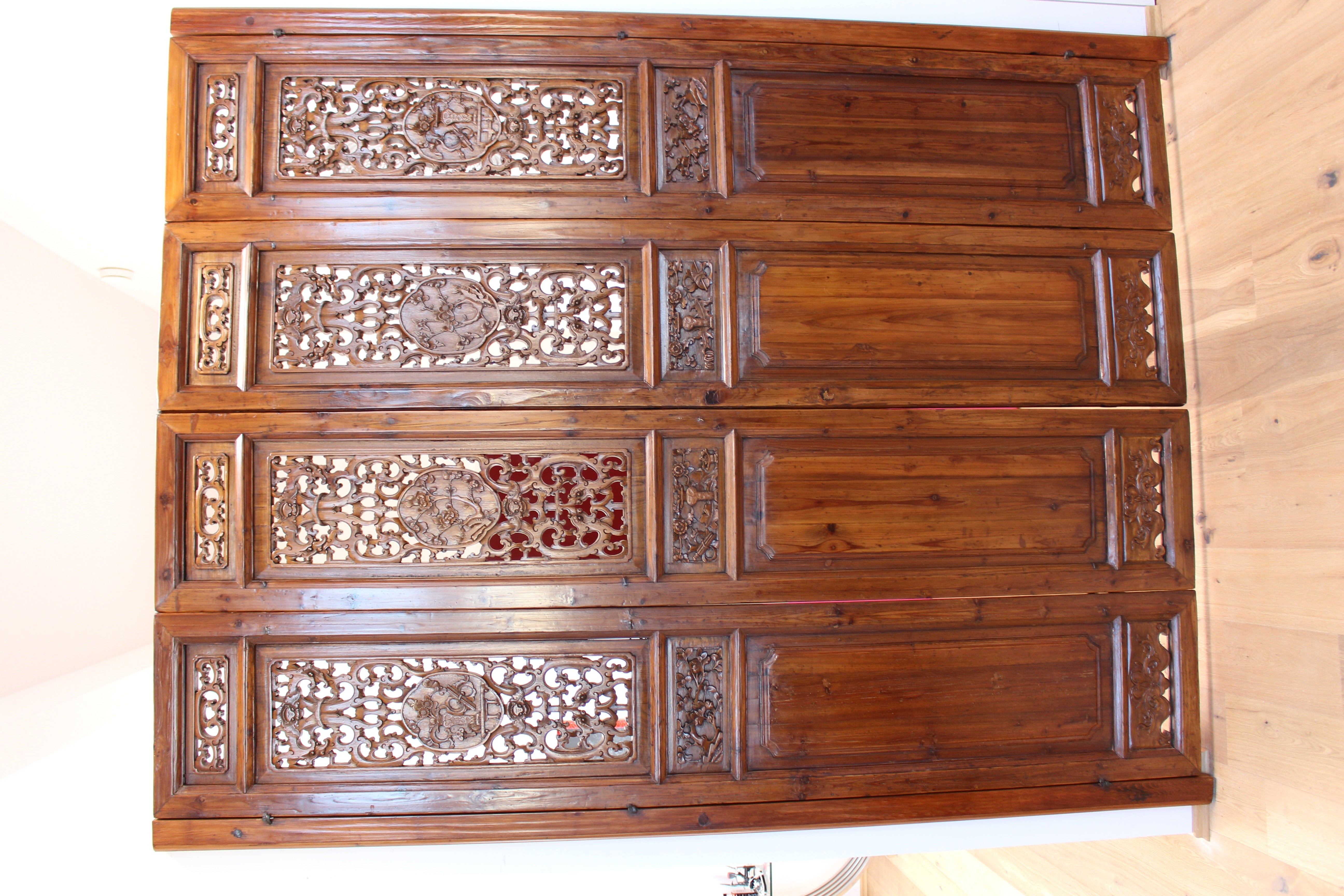 Chinese Imperial Antique Cedar Wood Room Divider-Paravent 19 Th Century For Sale