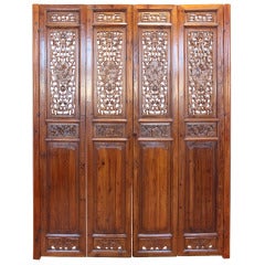 Chinese Imperial Antique Cedar Wood Room Divider-Paravent 19 Th Century