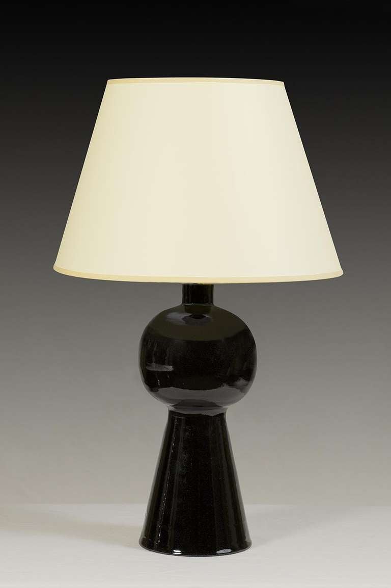 Black glazed terracotta Bilboquet Lamp